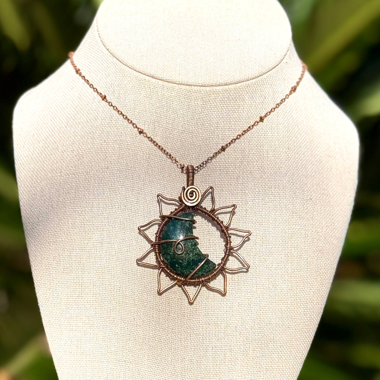 Ocean Jasper Moon Flower Necklace