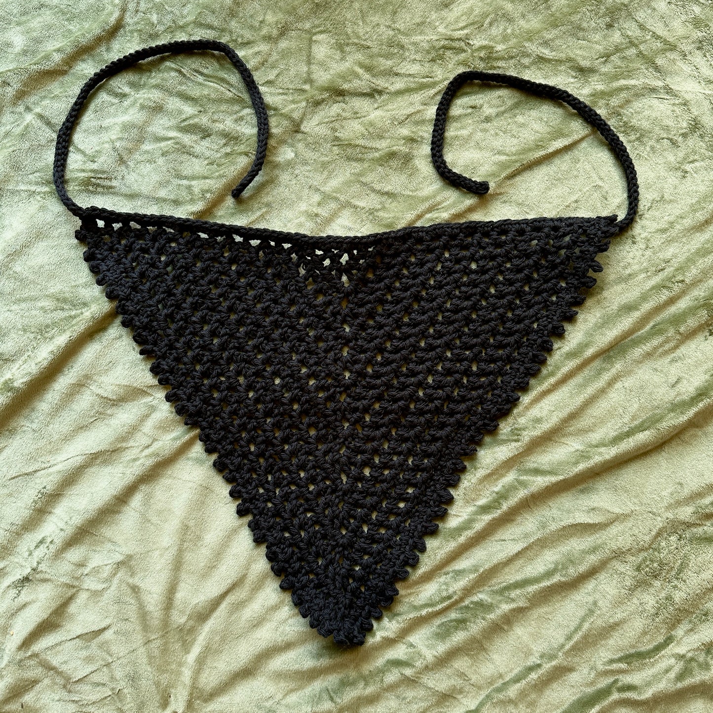 black crocheted headscarf