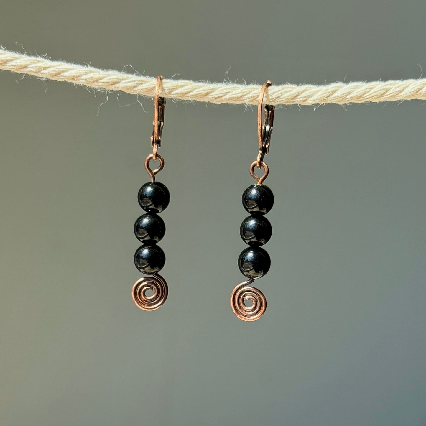 Black Tourmaline Swirl Earrings