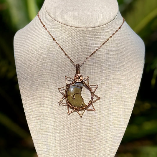 Ocean Jasper Moon Flower Necklace