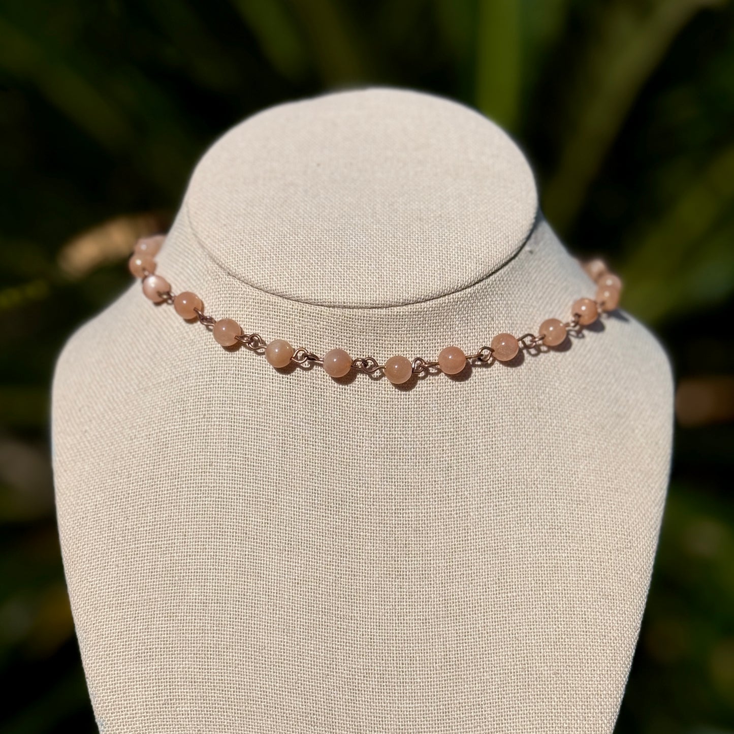 Peach Moonstone Beaded Necklace
