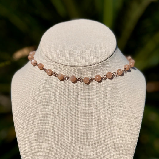 Peach Moonstone Beaded Necklace