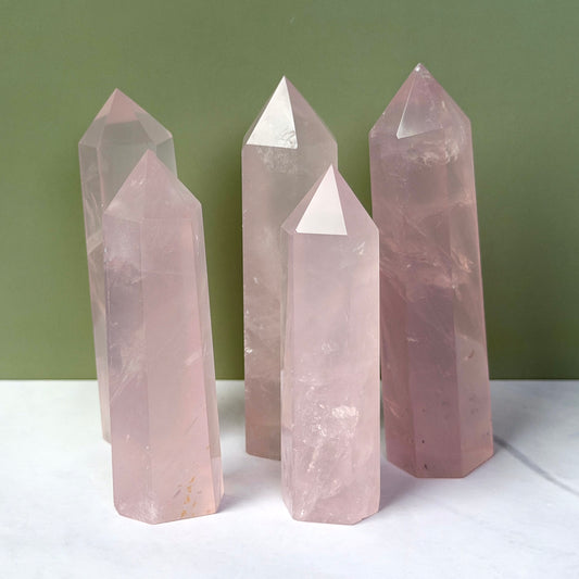 5 rose quartz towers