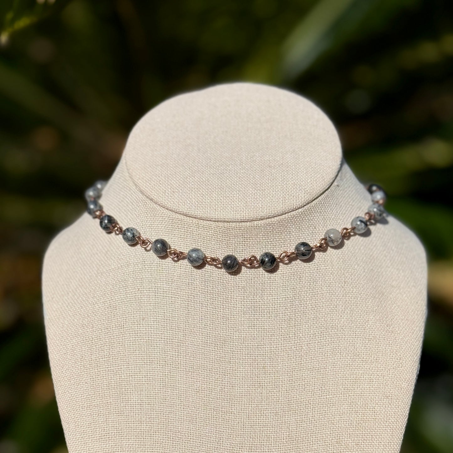 Tourmalinated Quartz Beaded Necklace