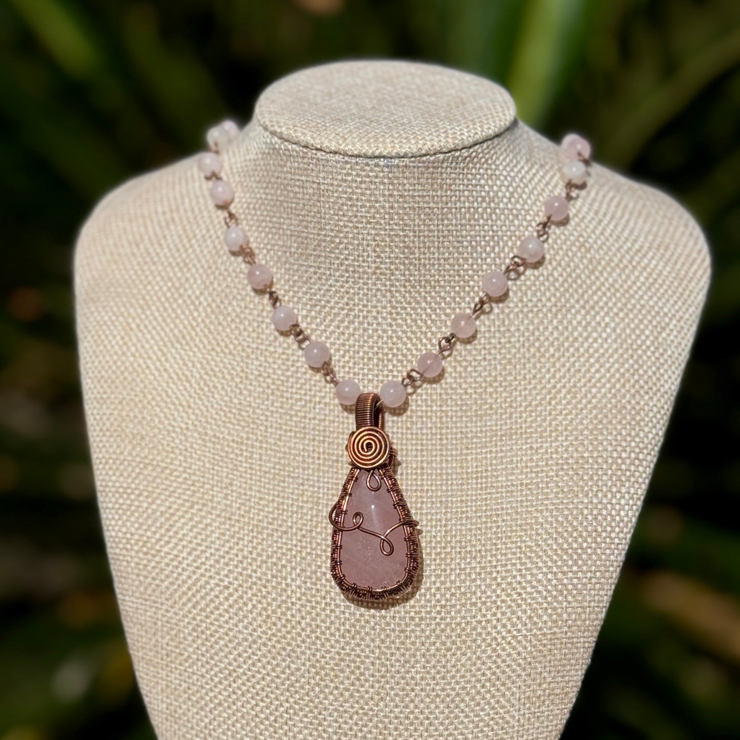 Rose Quartz on Beaded Necklace