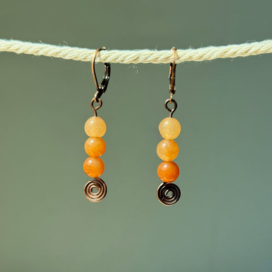 Orange Aventurine Swirl Earrings