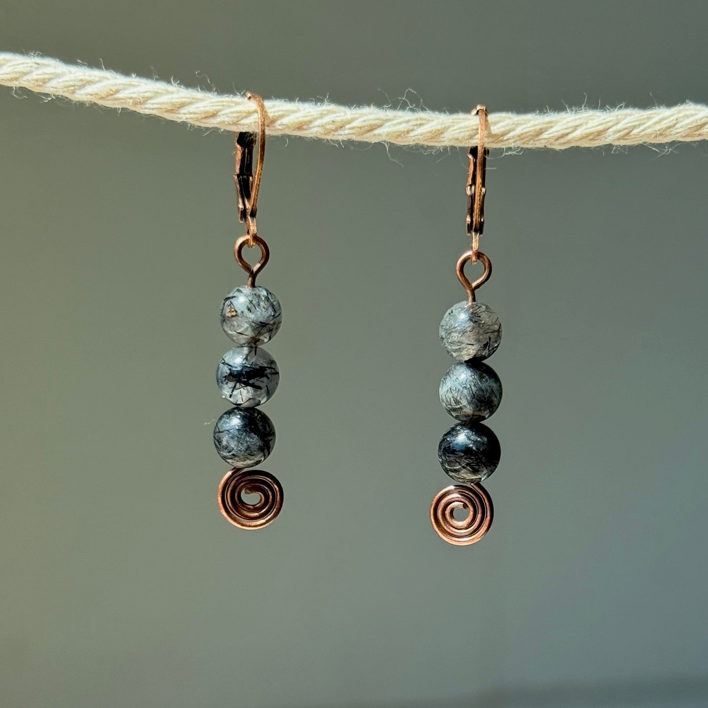 Tourmalinated Quartz Swirl Earrings