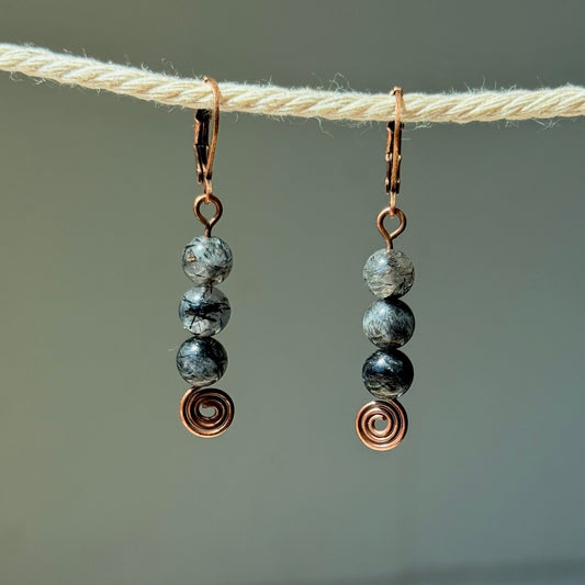 Tourmalinated Quartz Swirl Earrings