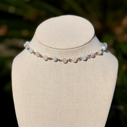 Morganite Beaded Necklace