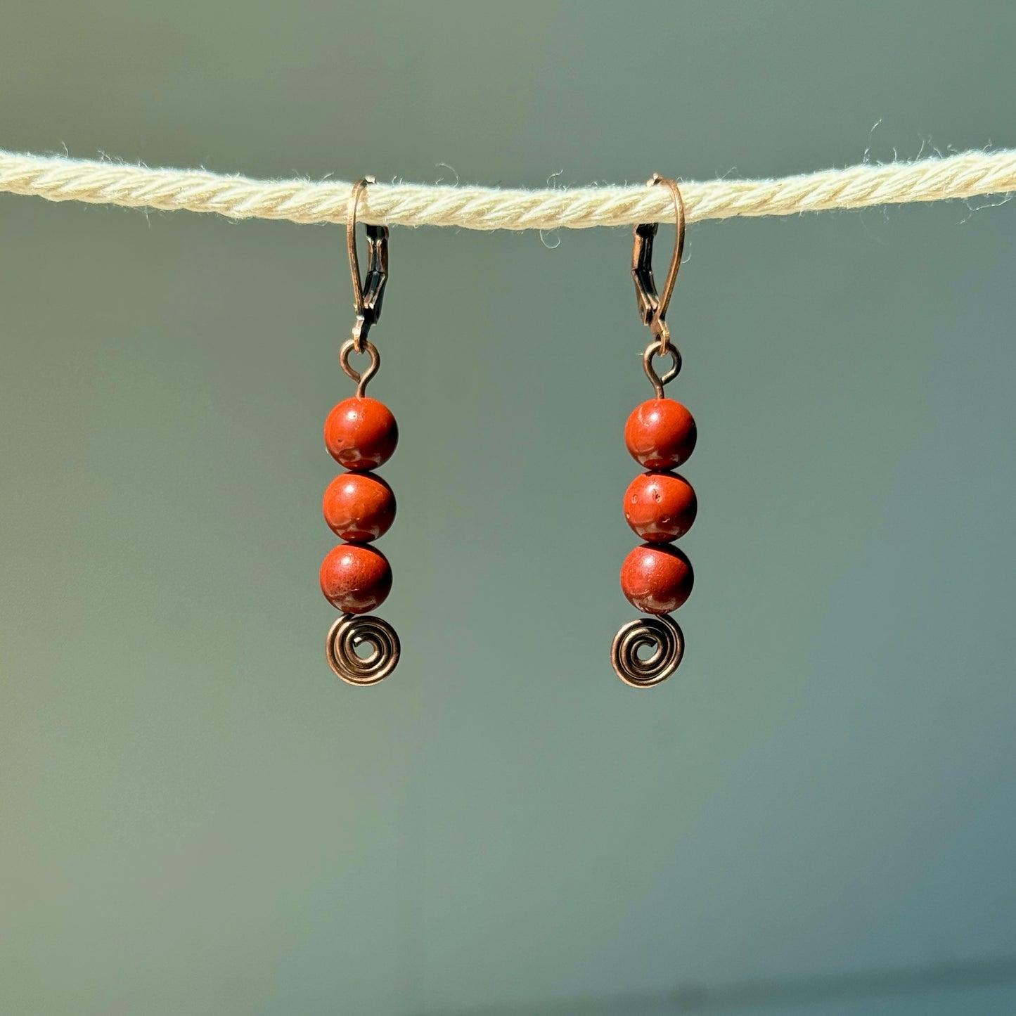 Red Jasper Swirl Earrings