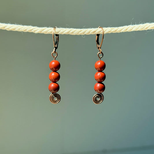 Red Jasper Swirl Earrings