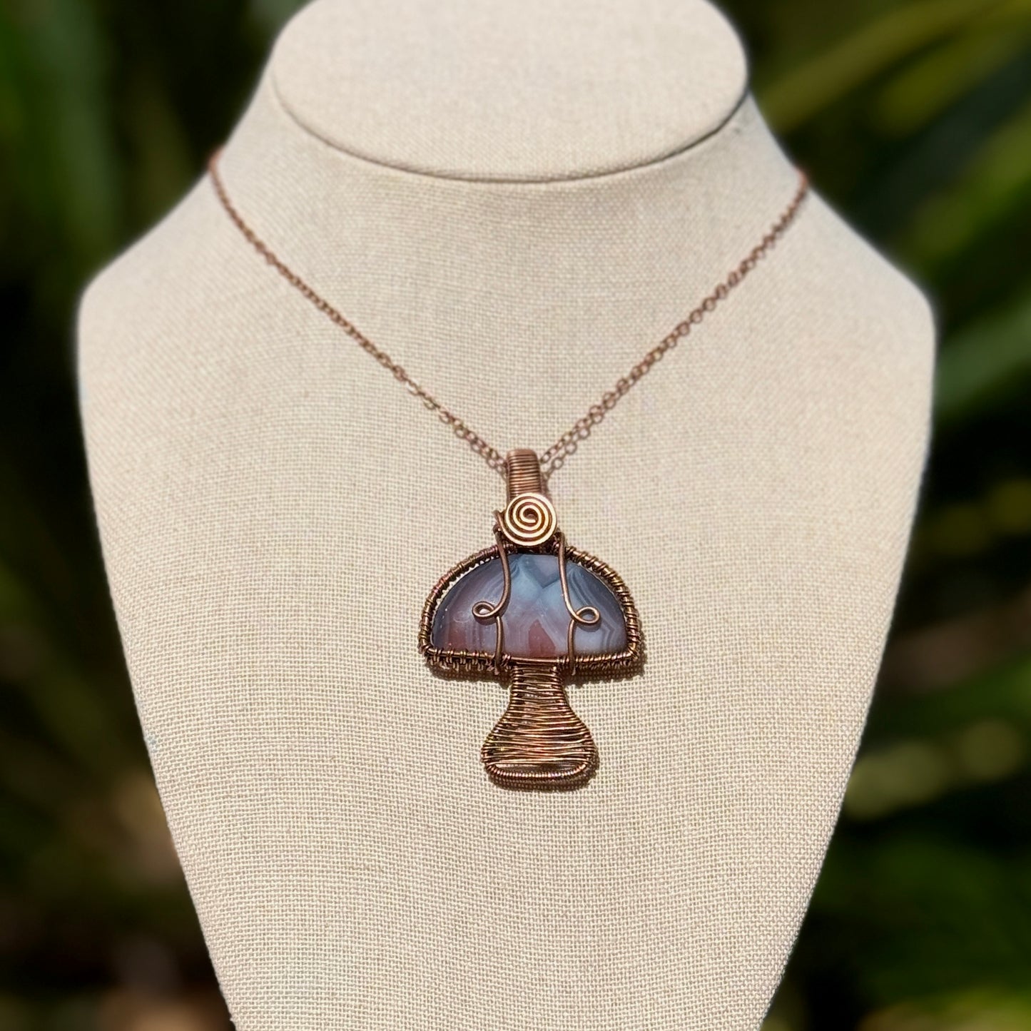 Botswana Agate Mushroom Necklace