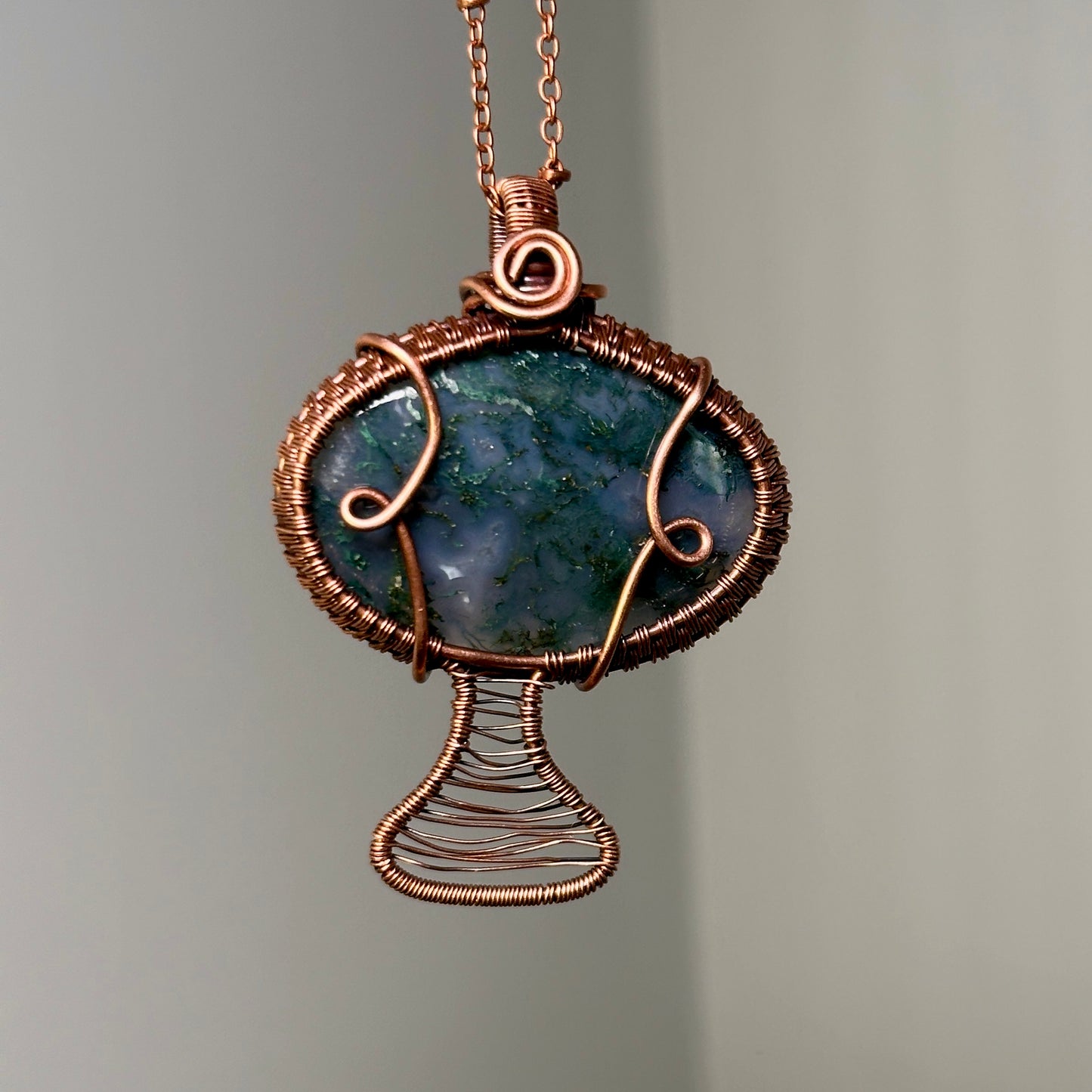 Moss agate Mushroom Necklace