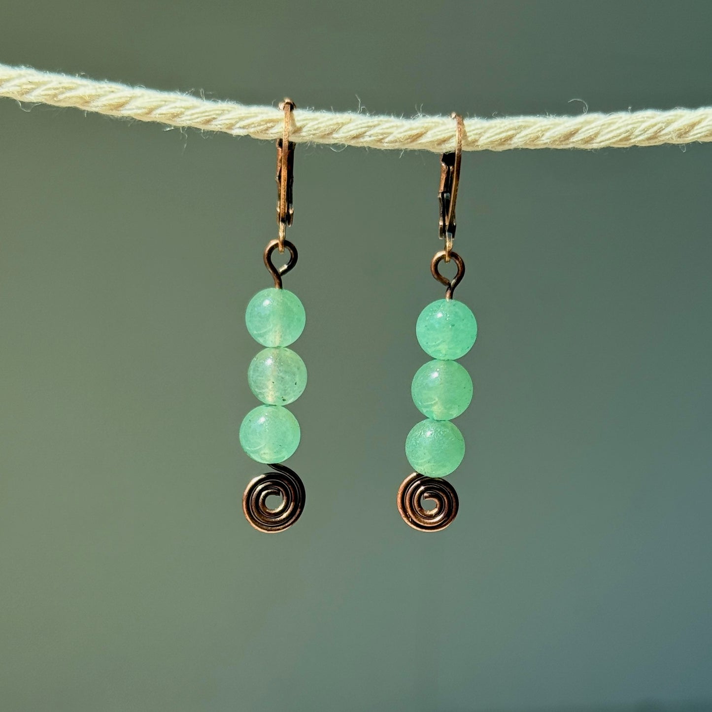 Green Aventurine Swirl Earrings