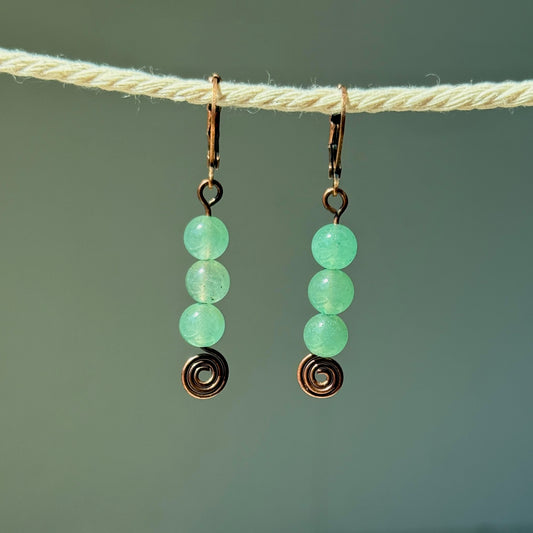 Green Aventurine Swirl Earrings