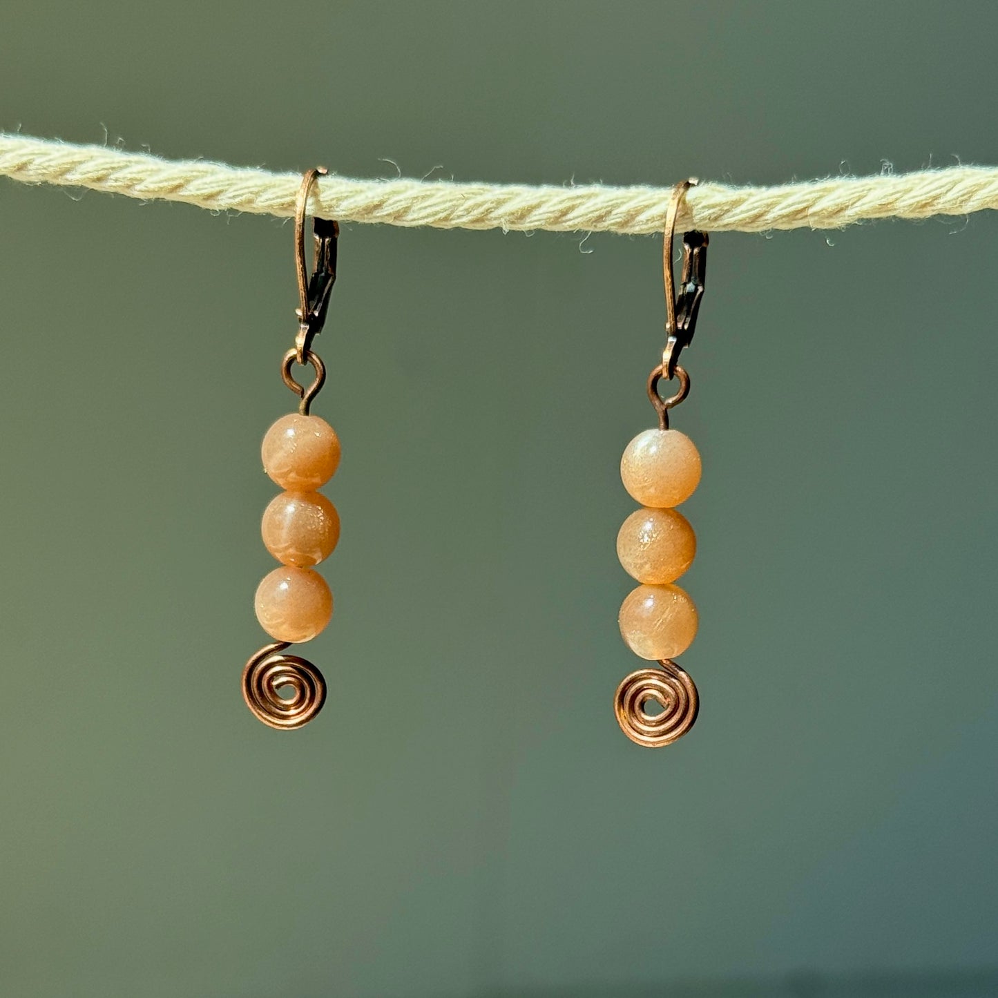 Peach Moonstone Swirl Earrings