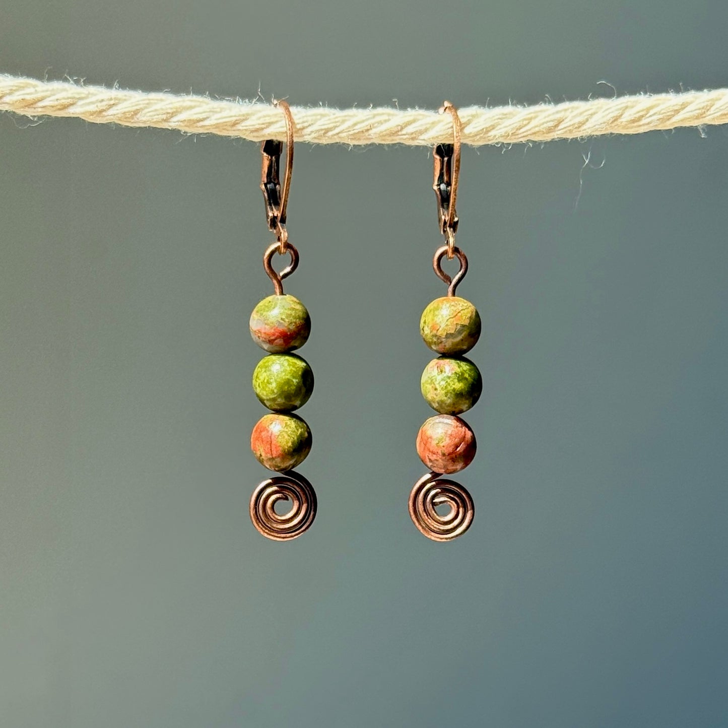 Unakite Swirl Earrings