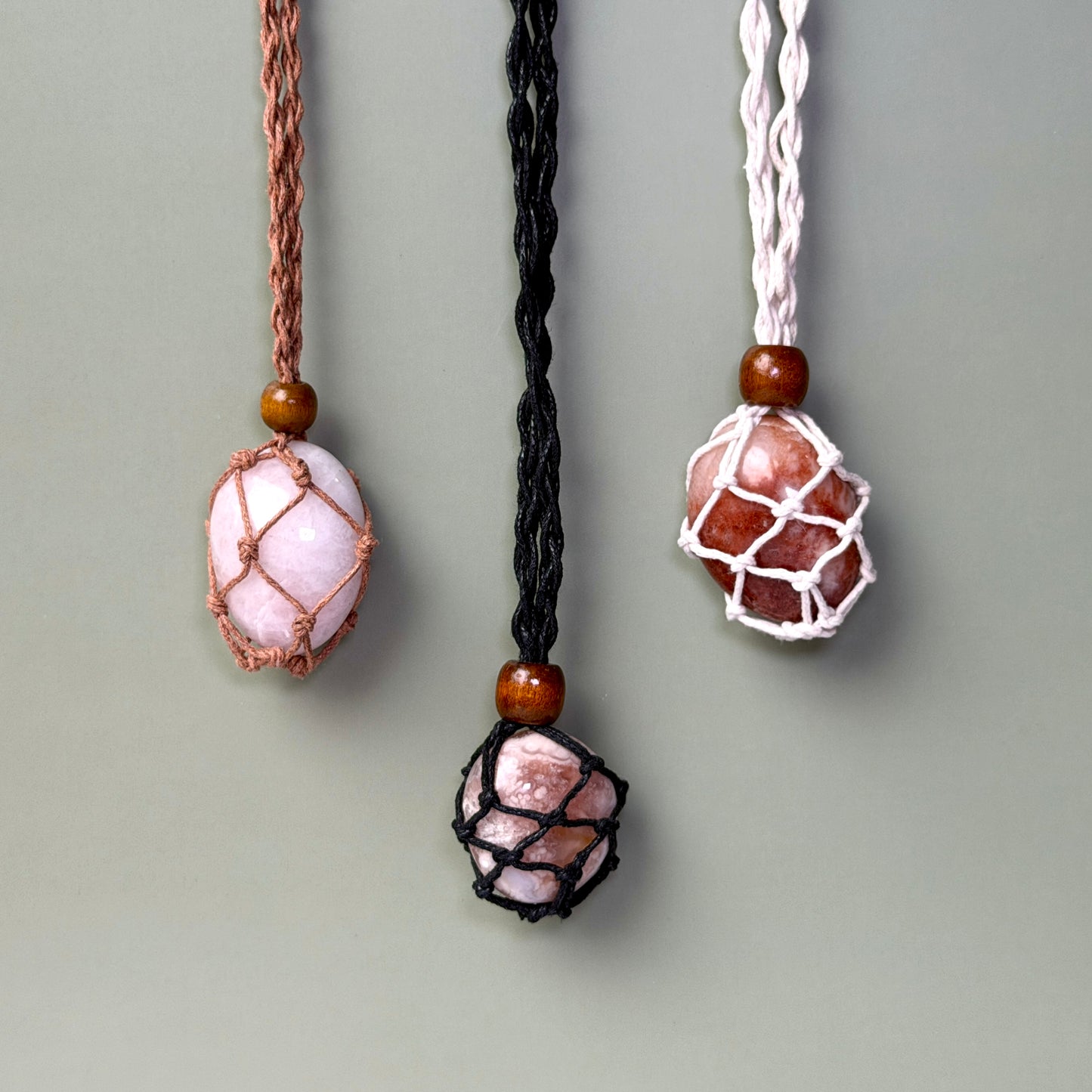 3 macrame necklaces 
