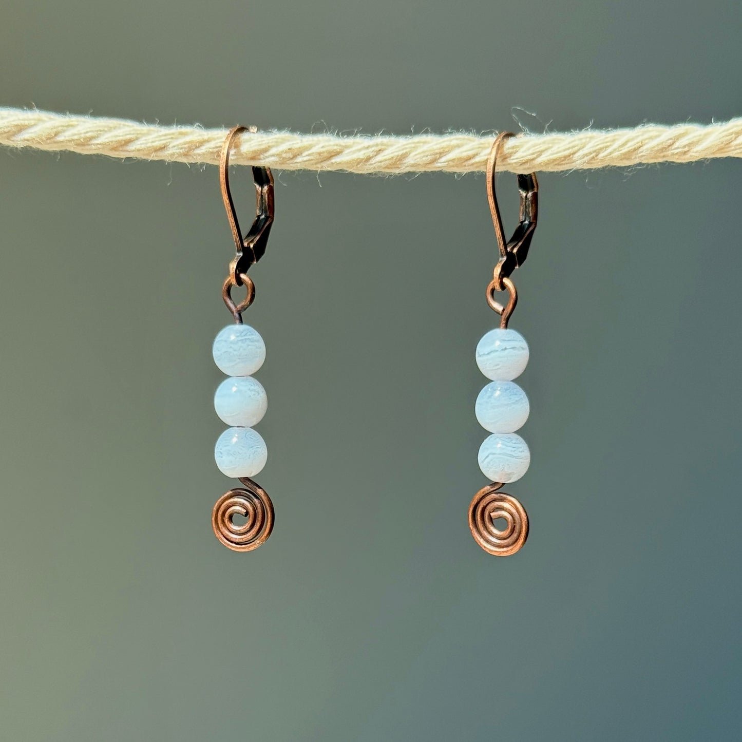 Blue Lace Agate Swirl Earrings