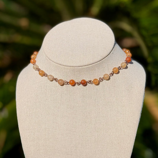 Orange Aventurine Beaded Necklace