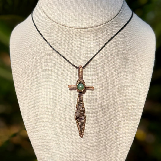 Moss Agate Sword Necklace