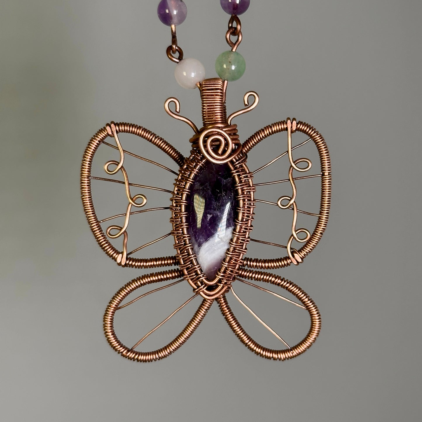 Amethyst Butterfly on Beaded Necklace