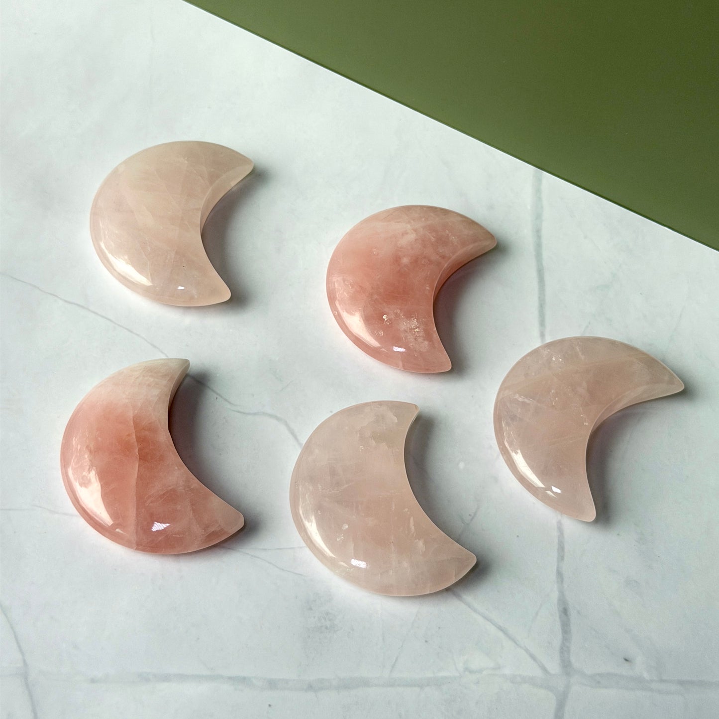 5 rose quartz moons