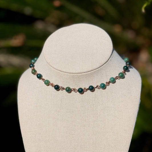 Moss Agate Beaded Necklace