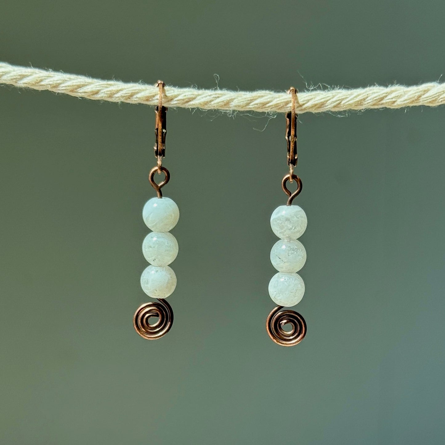 Rainbow Moonstone Swirl Earrings