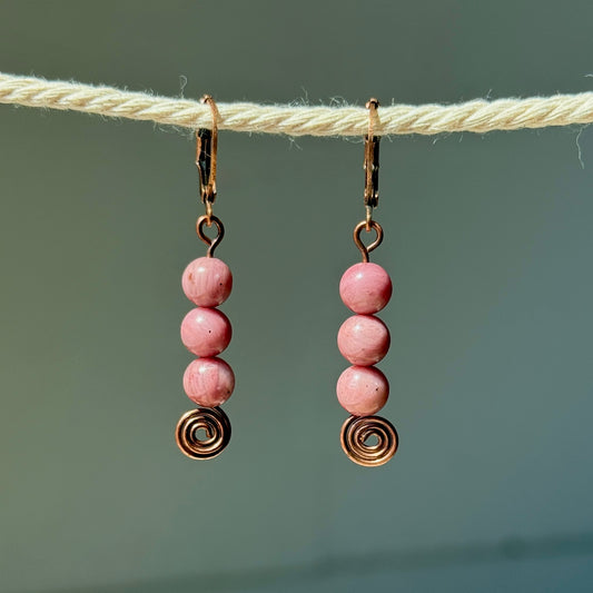 Rhodonite Swirl Earrings