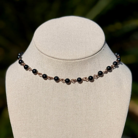Black Tourmaline Beaded Necklace