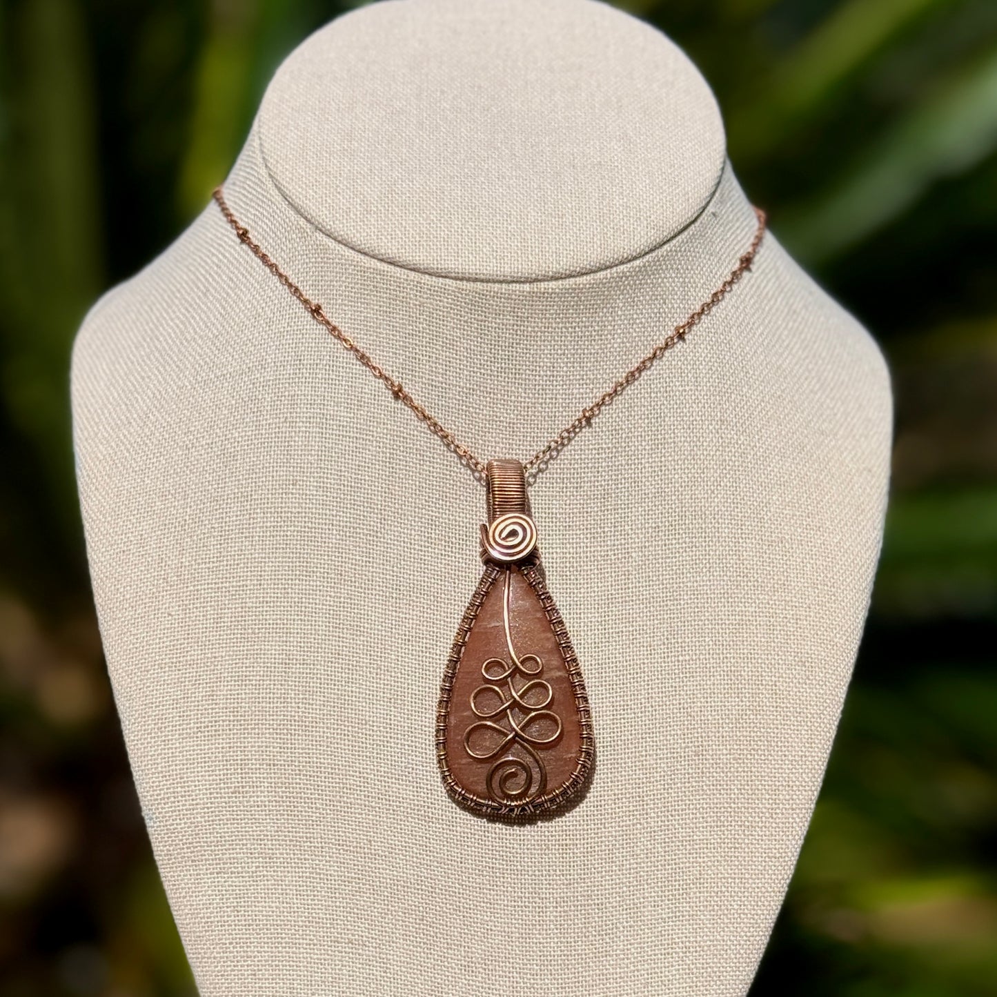 Peach Moonstone Unalome Necklace