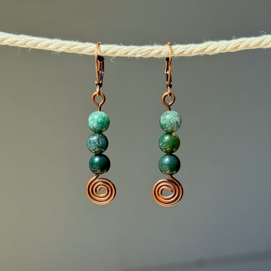 Moss Agate Swirl Earrings