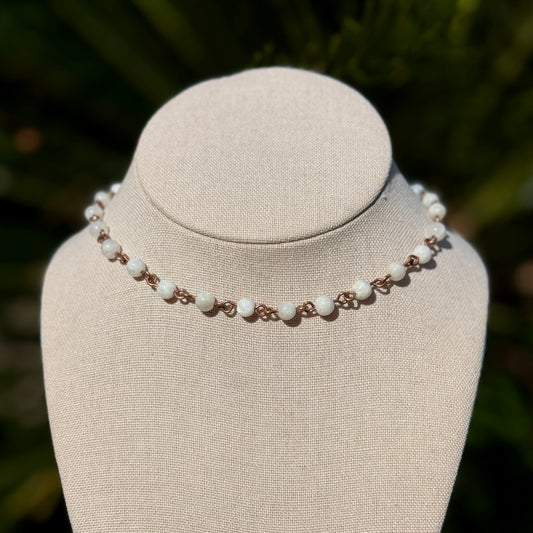 Rainbow Moonstone Beaded Necklace
