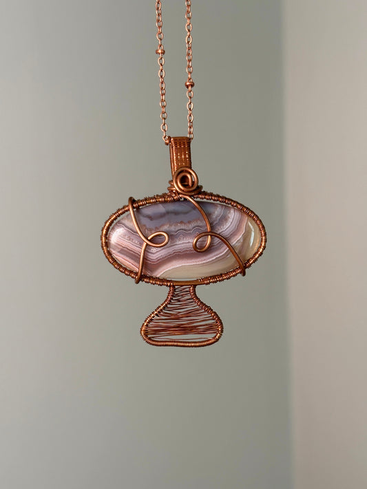 Botswana Agate Mushroom Necklace