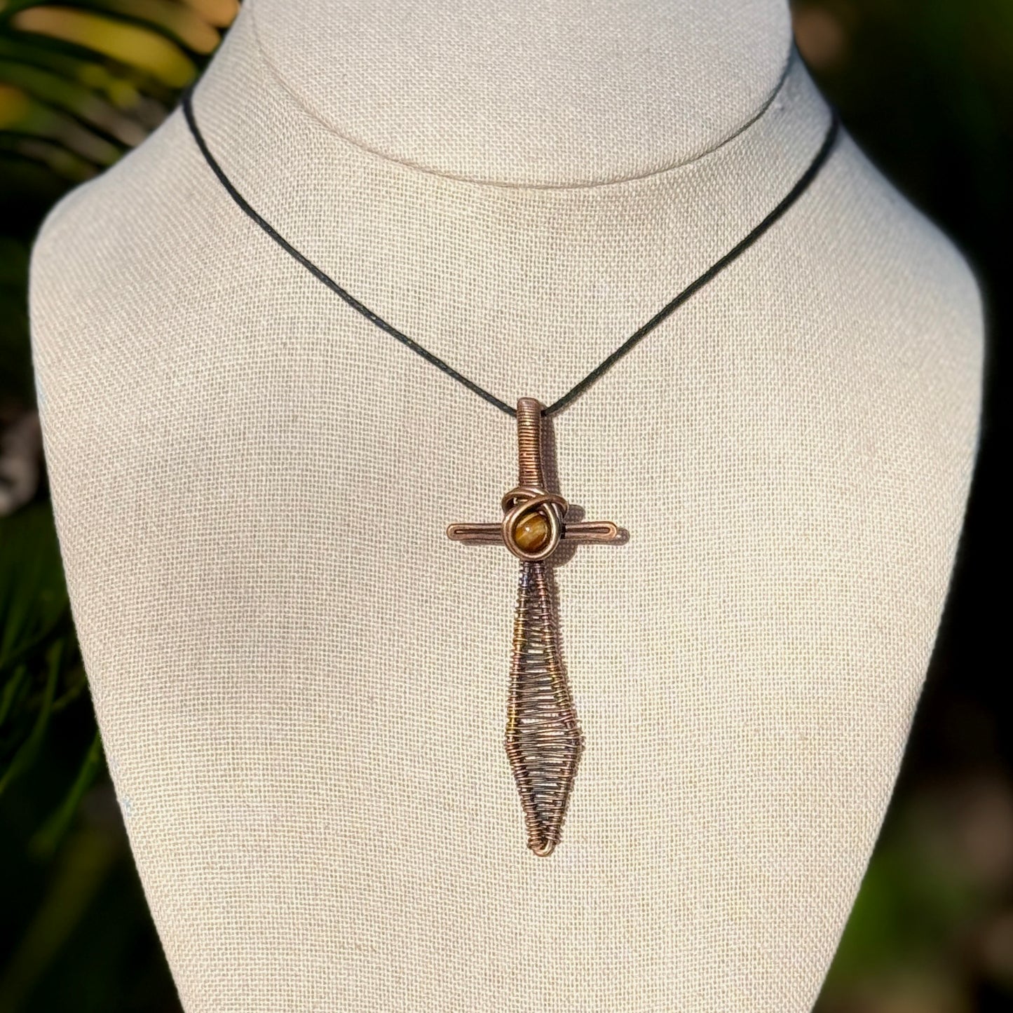 Tigers Eye Sword Necklace