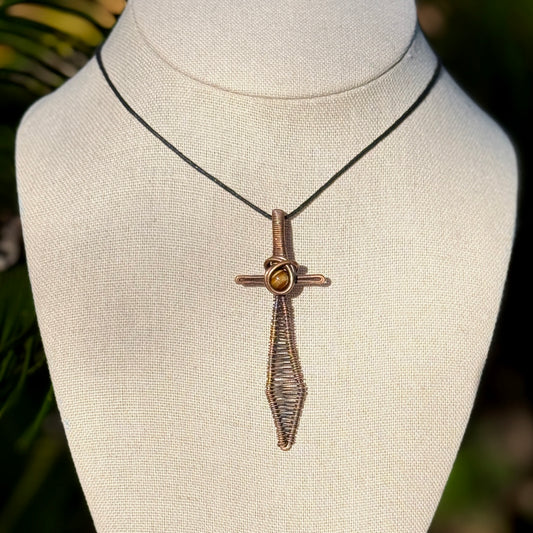 Tigers Eye Sword Necklace