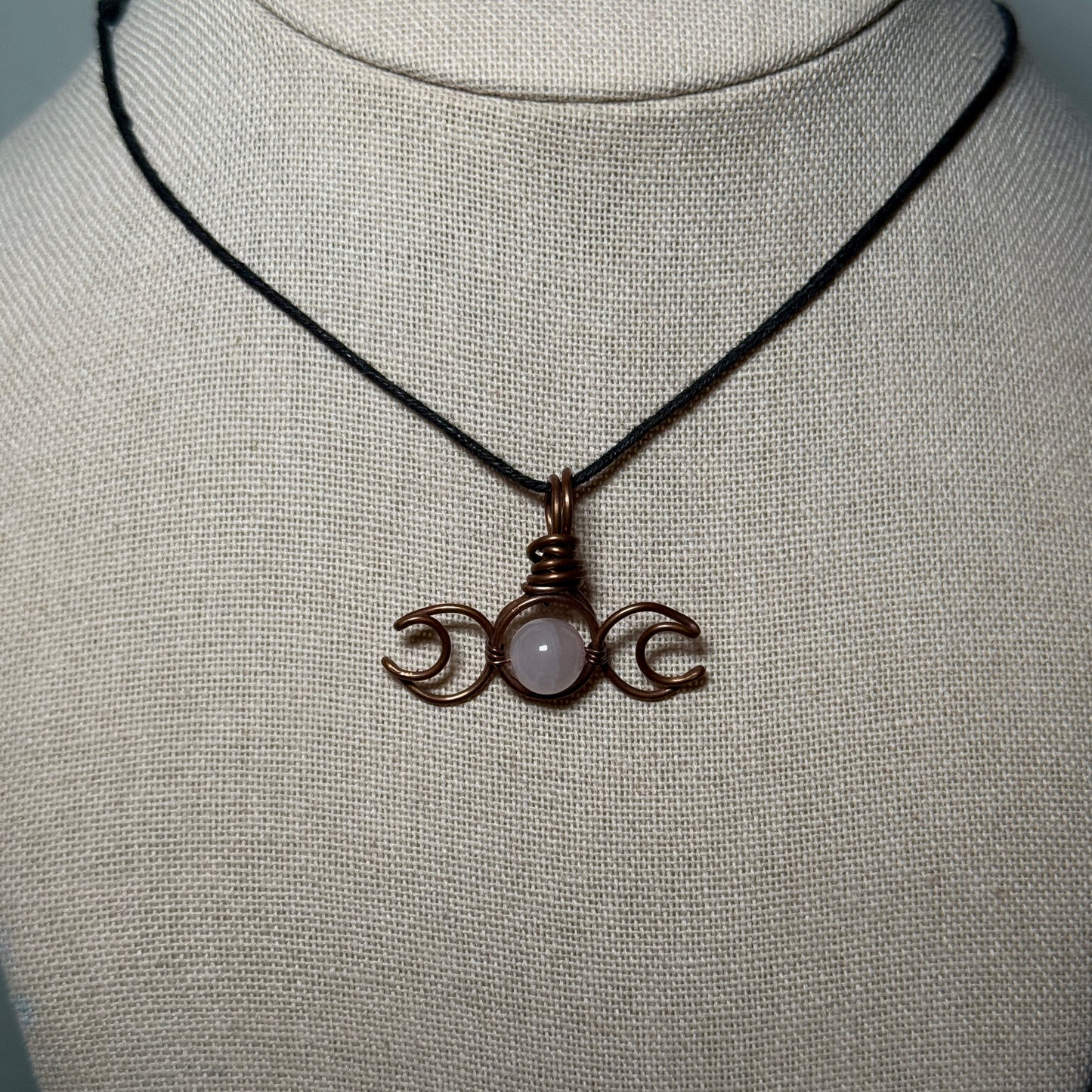 Rose Quartz Triple Moon Necklace